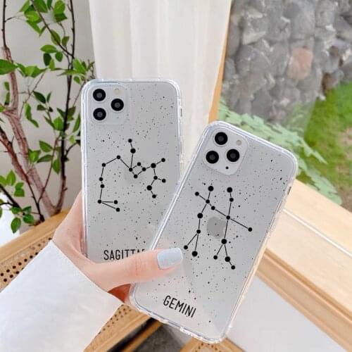 Twelve Constellations Phone Case For iPhone X XR XS Max 8 6s 7 Plus SE 2020 Cases For iPhone 11 12 Pro Max Mini Clear Back Cover