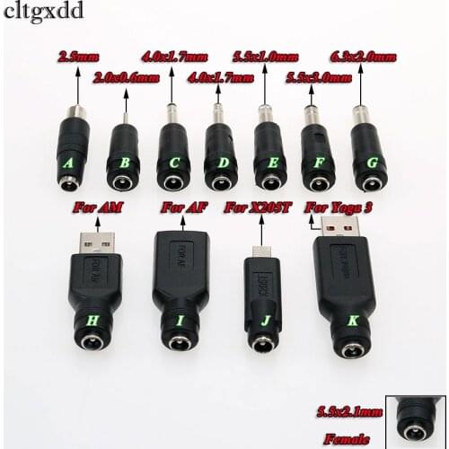 Cltgxdd 1pcs 5.5*2.1mm Female Jack to USB 2.0 2.0*0.6 4.0*1.7 5.5*3.0 mm Male Plug DC Power Connector Adapter For Asus X205T