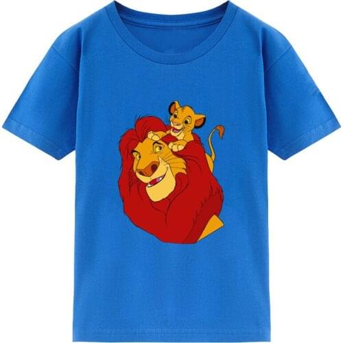 Children Disney clothing Cute Cartoon Lion King Print T-shirt Girls/Boys Funny Animal Baby Clothes Kids Summer tops Tshirt boys