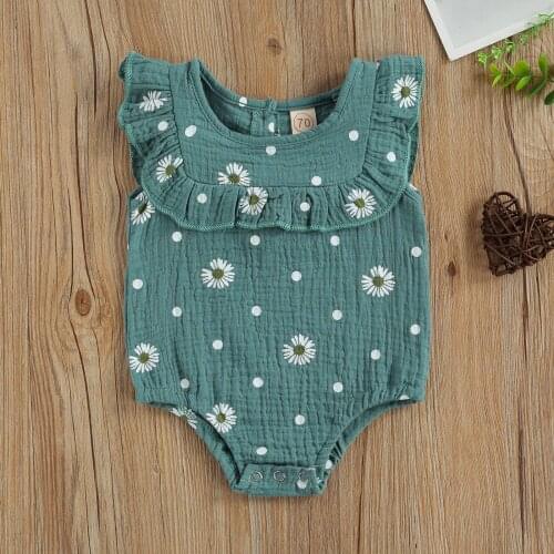 Pudcoco Newborn Baby Girls Clothes Newest Fashion Fly Sleeve Daisy Print Romper Stylish Romper for Children Girls Summer 0-18M