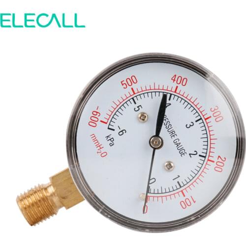 ELECALL Best Sale YE-60 Air Diaphragm Pressure Gauge -6~0KPA Phosphor Bronze Film Box Pressure Gauge Positive Pressure Meter