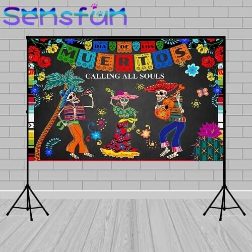 Mexican Fiesta Themed Party Backdrop for Photography dia de los muertos Birthday Party Decoration Photo Booth Background 7x5ft