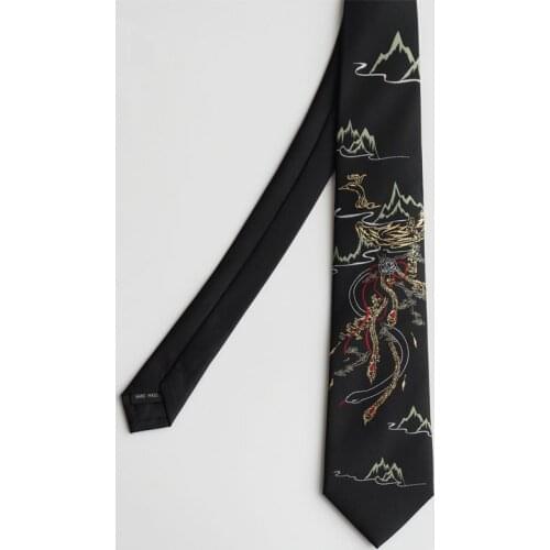 Free Shipping New Male mens Original design gift necktie Bronzing version ancient style landscape tie Phoenix Mountain