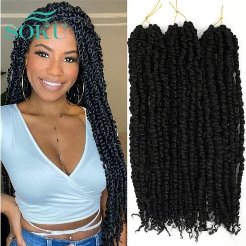 SOKU Synthetic Crochet Braiding Hair Pre-twisted Passion Twist Hair Extension Soft Natural Pre Looped Braids For Black Women
