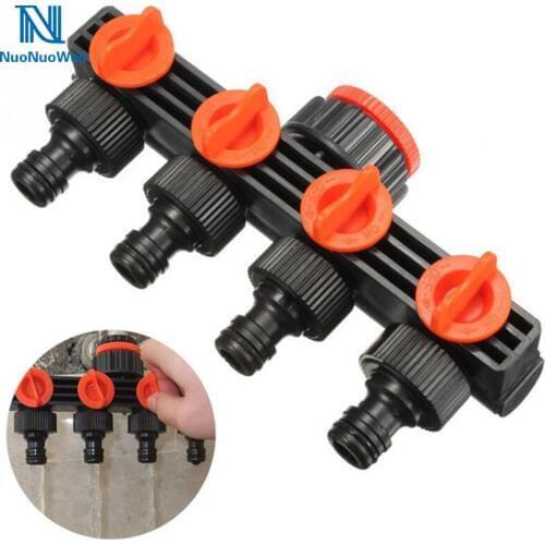 NuoNuoWell 4 Way Valve Water Supply Controller Water Distributor Connector Garden Hose Pipe Splitter Irrigation Adapter