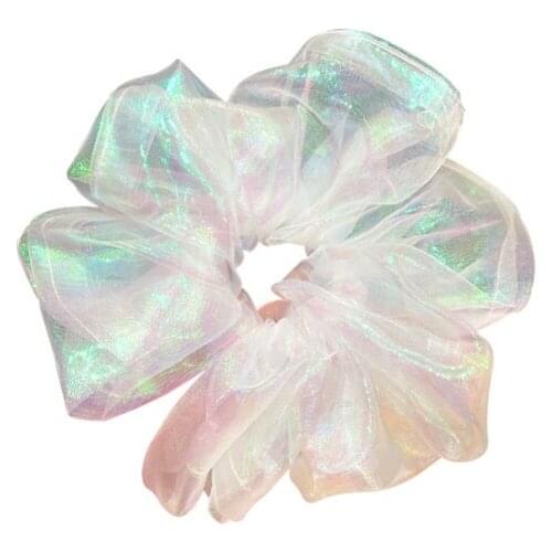 Organza Cute Large Small White Cloth Mesh Hair Accessories Elastic Hair Bands Ponytail Holders Headwear for Women