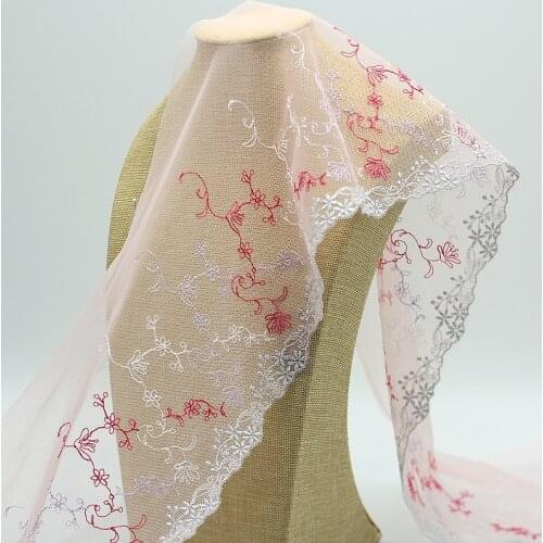 MLAEY 2Yards Pink Exquisite Embroidered Flower Lace Trim High Quality Lace Fabric DIY Craft&Sewing Dress Clothing Accessories