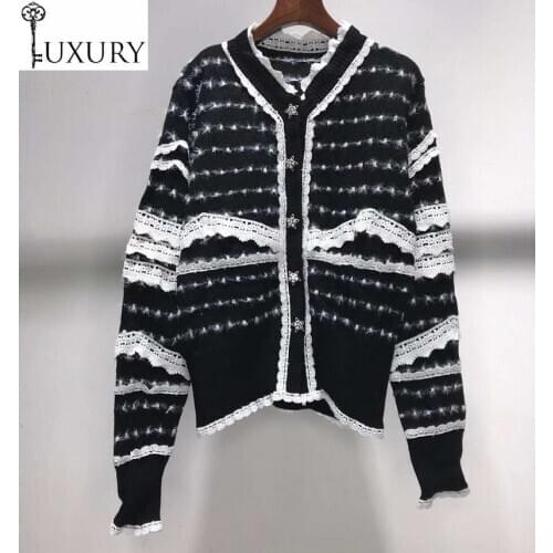 Fashion Winter 2020 Autumn Sweater Cardigans Women Lace Rabbit Hair Knitting Long Sleeve Casual Loose Tops Coat Ladies Knitwear