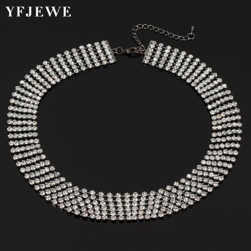 Fashion Women Rhinestone choker white necklace Women Luxury Chocker Necklaces long necklace Collier Statement jewelry N311
