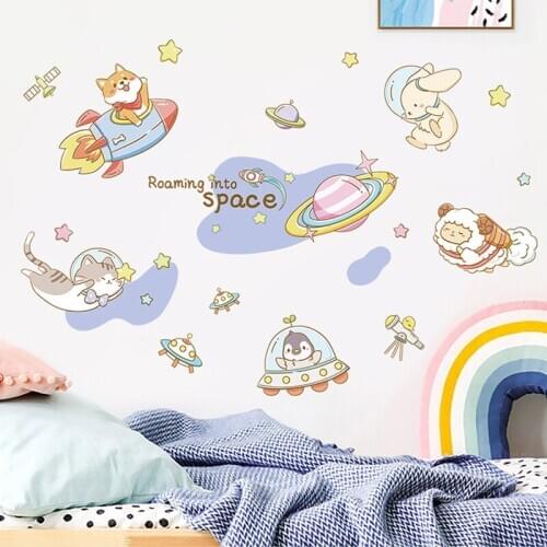 Cartoon wall stickers childrens room layout stickers baby bedroom background wall decoration mural wardrobe door decals