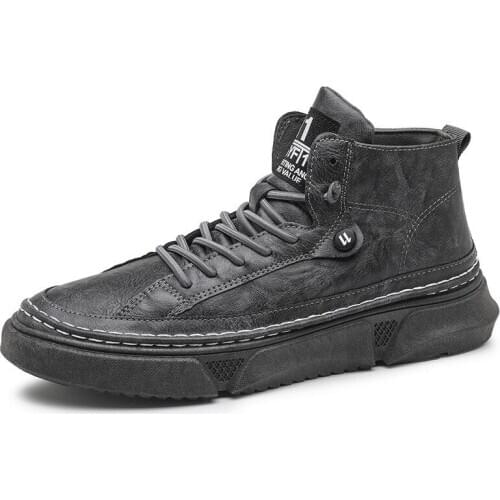 Men Boots PU Leather Martin Shoes Autumn Winter Fashion Motorcycle Boots Black Brown Male High Tops Casual Shoes