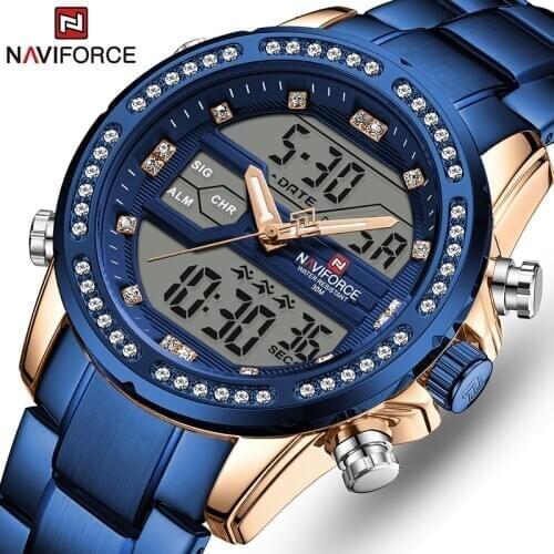2020 New NAVIFORCE Sports Chronograph Mens Watches Top Brand Stainless Steel Waterproof Date Quartz Watch Men Relogio Masculino