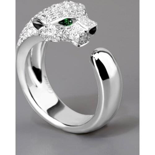 New Trendy Punk Hip Hop Domineering Leopard head Crystal Zircon Ring For Men Jewelry Gift High Quality