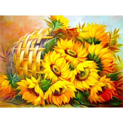 Sunflower Flower DIY 11CT Cross Stitch Embroidery Kits Craft Needlework Set Cotton Thread Printed Canvas Home Decoration Sell