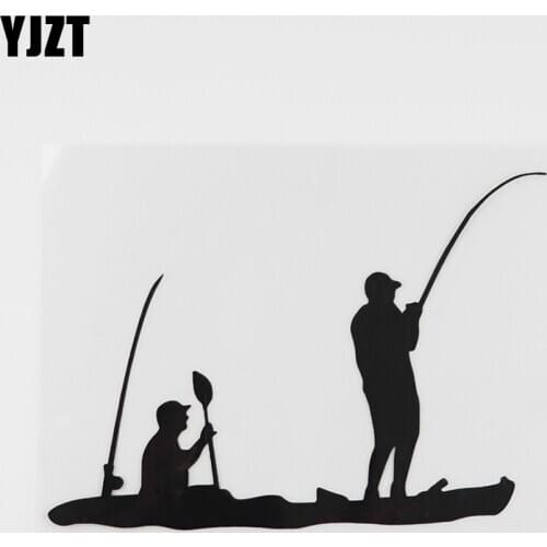 YJZT 14.4CMX9.8CM FISHING Kayak Father Son Decal Vinyl Car Sticker Black/Silver 8A-0846