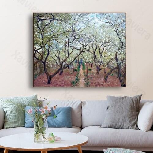 Forest Landscape Canvas Painting Simple Pear Blossom Forest Wall Art Poster Home Decoration Living Room Bedroom Frameless Mural