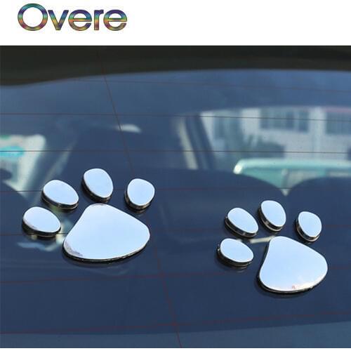 Overe 2Pcs Car Stickers 3D Metal Bear Paw Styling For Fiat Punto Volkswagen VW Polo Passat B7 B8 Golf 5 6 7 Touran T5 Tiguan