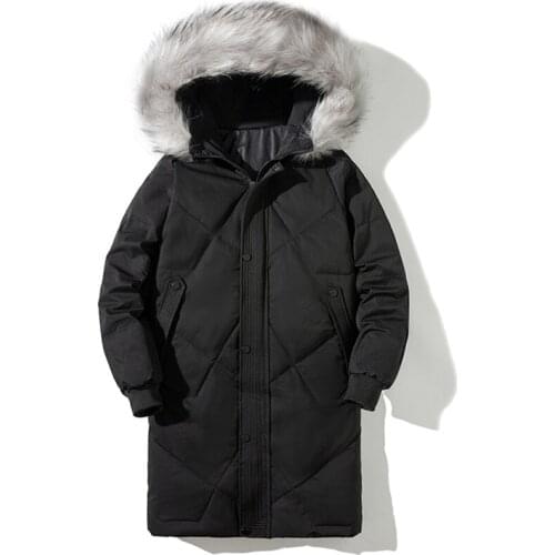 Hooded Long Down Parkas Men Jackets Fur Collar Winter Down Jacket Thicken Warm 90% White Duck Down Men Winter Coat Windbreaker