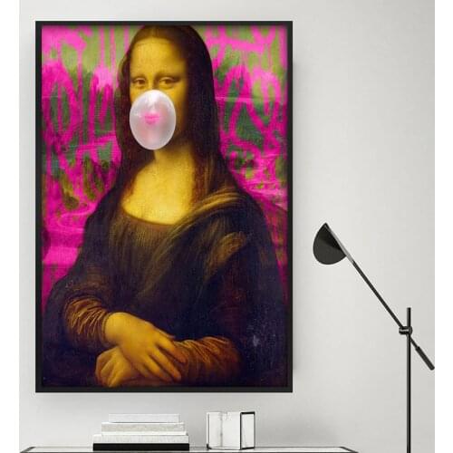 Nordic Style Mona Lisa White Bubble Gum Poster Wall Art Canvas Prints Painting Modular Pictures Living Room Modern Home Decor