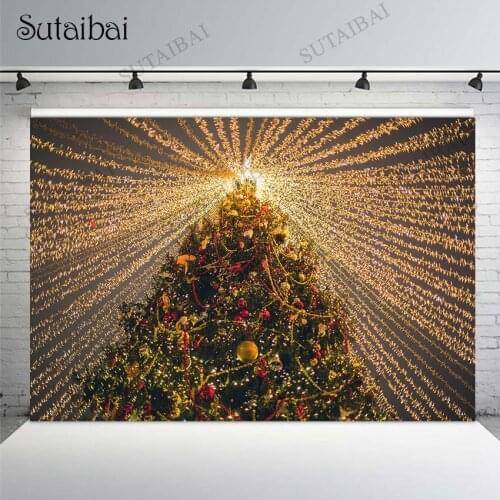 Merry Christmas Backdrop Street Night Light Luxury Glitter Bokeh Background Birthday Party Photo Backdrops Photography Studio