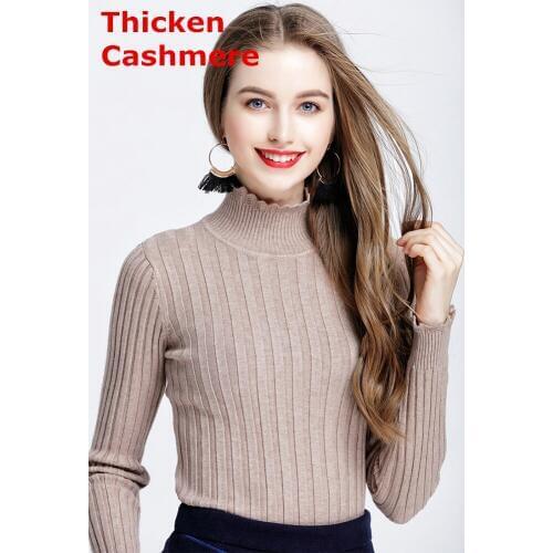 High Quality Women Thick Wool Sweater New Turtleneck Pullover Winter Tops Solid Cashmere Sweater Autumn Female Sweater Hot Sale
