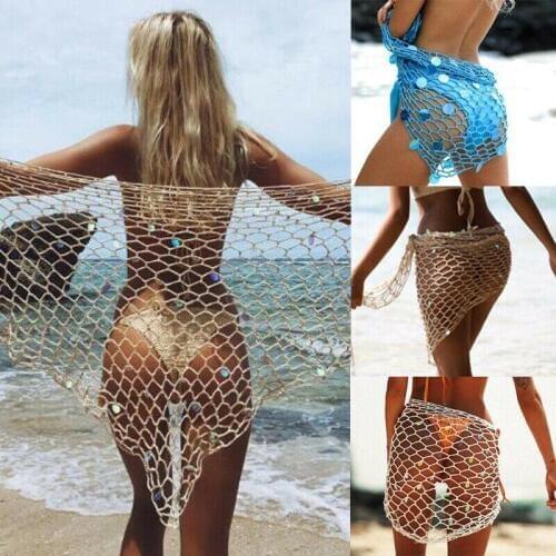 Women Summer Sexy Net Bikini Cover-Ups Lady Girls Beach Dress Swimwear Lace Crochet Swim Cover Up Bathing Suit Wrap