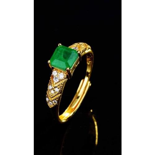 18K Gold Ring for Women Natural 2 Carat emerald with Diamond Jewelry Anillos De Bizuteria Anillos Mujer Gemstone Rings Box gift