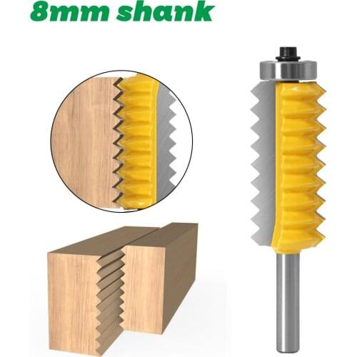 1PC 8MM Shank Milling Cutter Wood Carving Raised panel V Joint Bits Finger Joint Glue Milling Cutter for Wood Tenon Woodworking