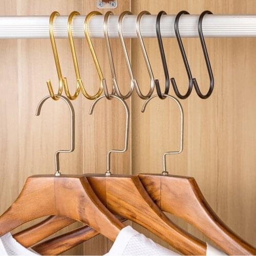 1pc Stainless Steel S-Shape Hook Kitchen Bedroom Multi-function Railing S Hanger Hook Clasp Holder Hooks Hanging Storage Tools