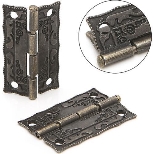 2x Antique Bronze Cabinet Furniture Door Drawer Jewellery Box Hinges 35x28mm t15