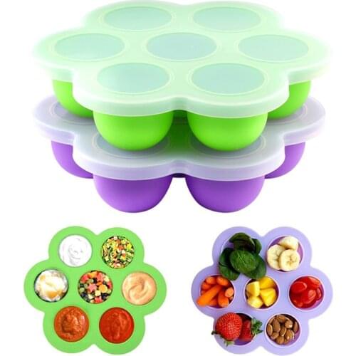2PCS Silicone Food Container Egg Bites Molds Set Baby Storage Ice Cube Reusable Freezer Tray With Lid Egg Tools Cake Molds