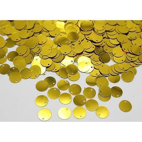 2000 Golden Flat Round loose sequins Paillettes Top Hole 10mm sewing Wedding
