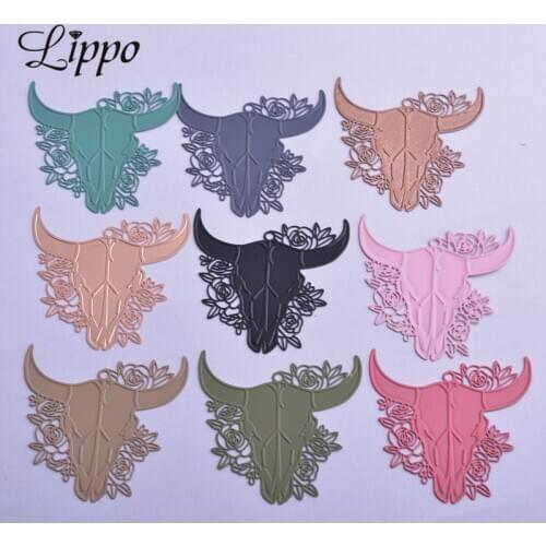 30pcs AB6373 37*37.5mm Brass OX Earring Charms Painted Bull Charm Pendant Filigree Jewelry Making