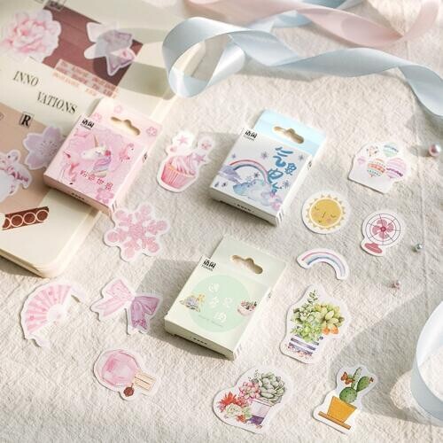50 Pcs/Set Forest Plant Pink World Series Sticker Decorative Mobile Stickers Scrapbooking DIY Craft Stickers