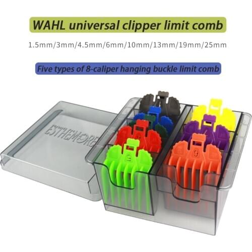 8 pcs /set wahl universal hair clipper limit comb guide plate attachment size barber accessories replacement clipper comb holder