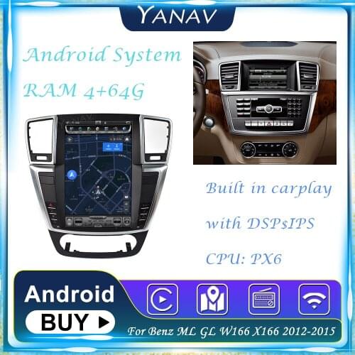 Android 2 Din Car Radio For Benz ML GL W166 X166 2012-2015 GPS Navigation Stereo Receiver Multimedia MP3 Player Built in Carplay
