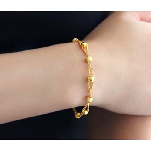 Trendy Lady Gold Ball Bracelets For Women Jewelry Fashion Frosted Double Layer Gold Bracelet Female Accessories New Stylish
