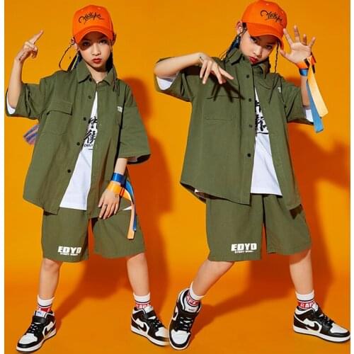 Kids Carnival Fashion Hip Hop Outfits Shirt Tops Shorts Clothing for Girls Boys Stage Jazz Dance Costume Clothes Street Wear