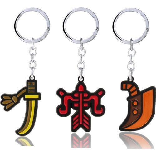 Game MHW Keychain Necklaces Cartoon Monster Metal Pendant Necklace Broadsword Key Chain Gift Jewelry for Mens Keyrings llaveros
