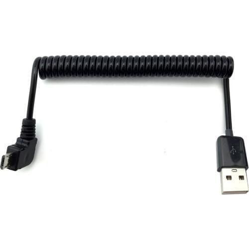 Micro usb male 90 degree Right angled to usb male spring Retractable stretch cable sync data charge for samsung HTC LG Huawei 1m