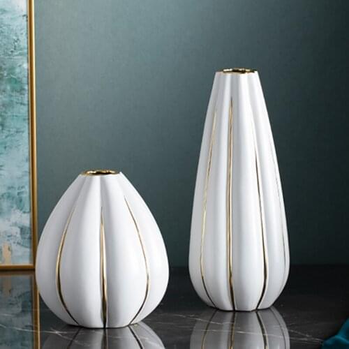 Nordic Luxury Phnom Penh Ceramic Pumpkin Vase Decoration Simple Home Green Flower Arrangement Modern Home Decoration Accessories