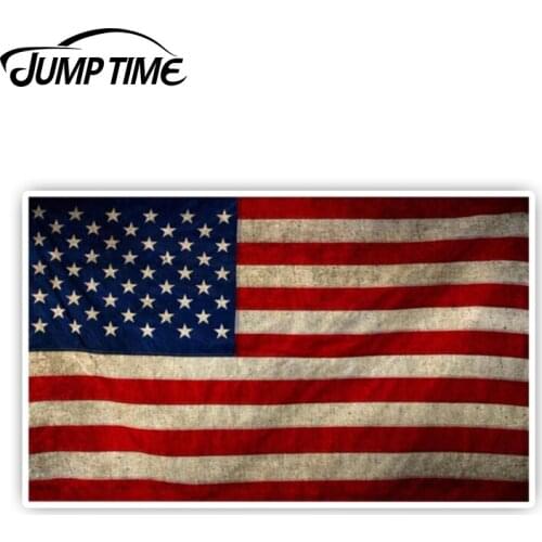 JumpTime 13cm x7.9cm American Flag Distressed Decal Sticker Vintage Military USA Graphic Car Truck Window Laptop Car Accessories