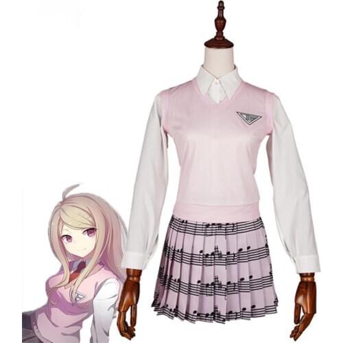 Anime Danganronpa V3 Cosplay Killing Harmony Kaede Akamatsu Costume Dangan Ronpa School Uniform Shirt Skirt Sweater Vest Disfraz