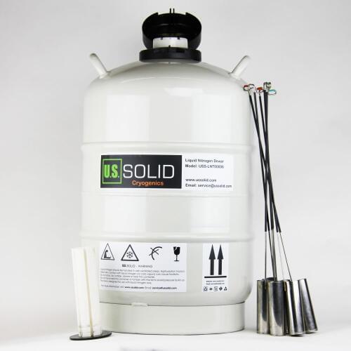U.S. Solid 30 L Liquid Nitrogen Cattle Semen Cryogenic LN2 Tank Dewar with 6 Canisters CE