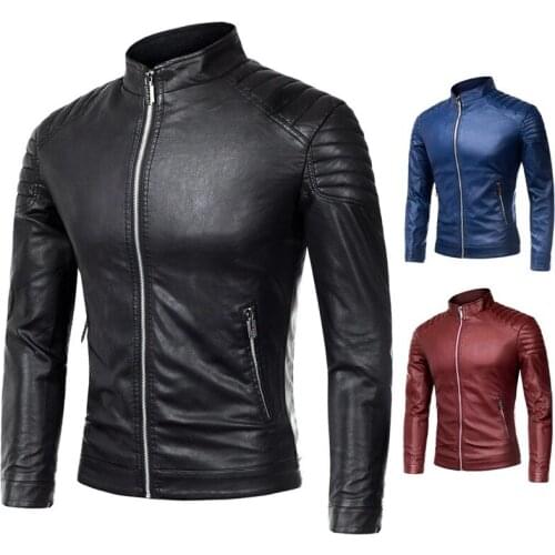 Men Biker Leather Jacket Spring and Autumn 2021 New Mens Fashion Trend Decorative Motorcycle Leather Coat