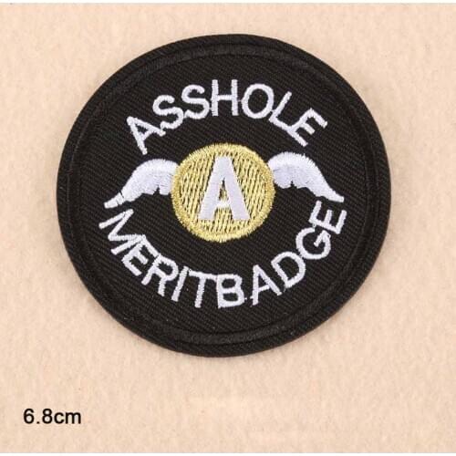 Punk Words Bad LUCK Asshole Iron On Embroidered Clothes Patches For Clothing Stickers Garment Apparel Accessories