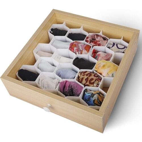 DIY Honeycomb Drawer Divider Organizer Socks Storage Flexible Wardrobe Shelf