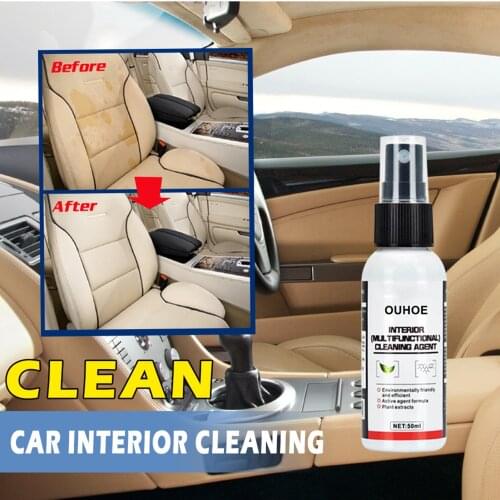 OUHOE 50ml Multifunctional Car Interior Cleaning Agent Automobile Dry Cleaning Detergent Car Wash & Maintenance
