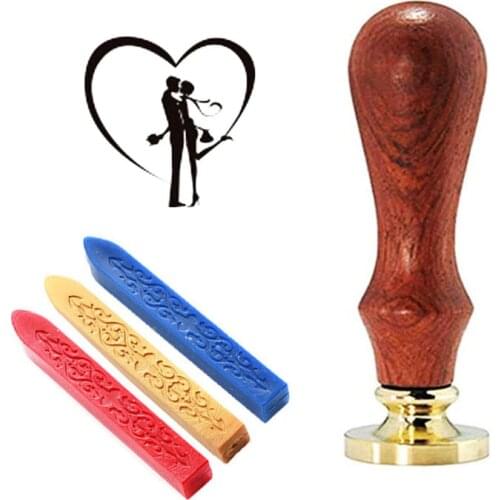 Couple Valentines Day Vintage Wedding Invitation Wax Seal Sealing Stamp Sticks Spoon Gift Box Set Kit