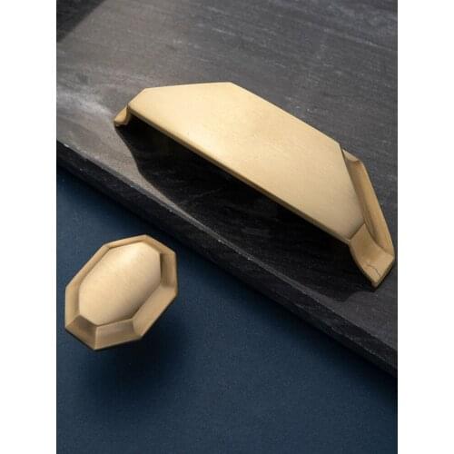 Simple Solid Brass Cabinet Pulls Vintage Kitchen Cupboard Door Handles Drawer Knobs Copper Furniture Handle Hardware